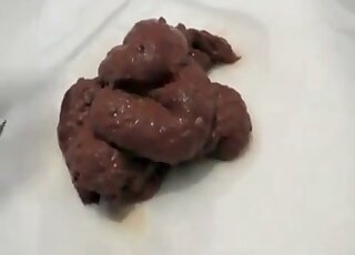 Dominant woman is wearing high heels and she is shitting