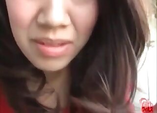 Girl in a cute skirt pooping while outdoors